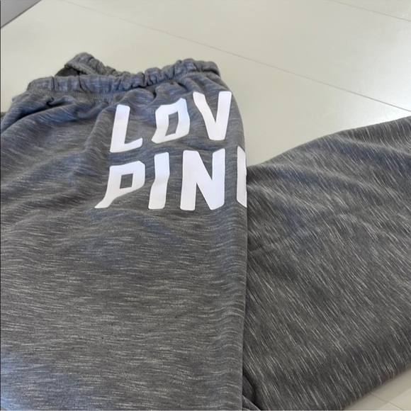 PINK Victoria's Secret Gray Joggers with White Logo - Picture 4 of 9